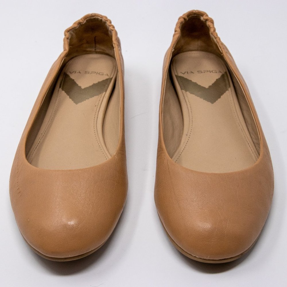 Via Spiga Tan Leather Ballet Flats SZ 5.5M Like New
